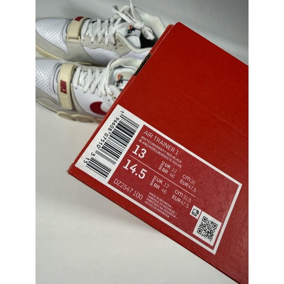 New Nike Air Trainer 1 Shoes Mens Size 13 White Red Black Sneakers DZ2547-100